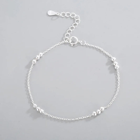 Sterling Silver Bracelet with Silver Beads - 180