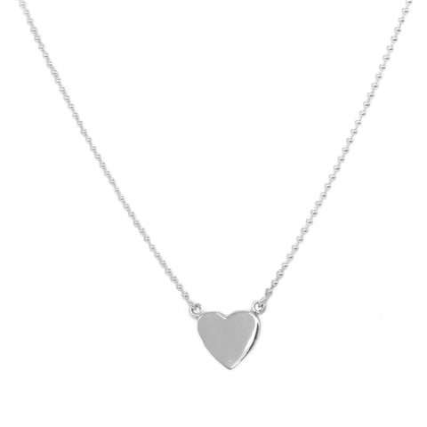 Sterling Silver Flat Heart and Bobble Chain Necklace