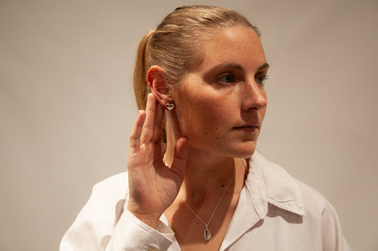 Sterling Silver Solid Heart Curved Earrings - 005