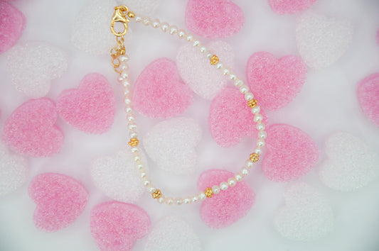 Beaded Semi Precious Bracelet - Pearl - 163