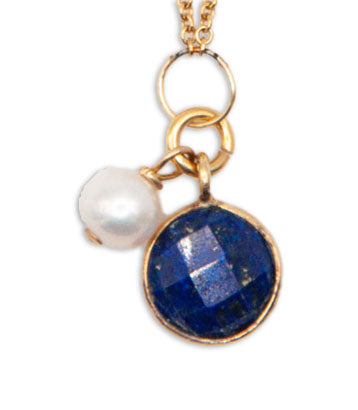 Almost Round Freshwater Pearls with Lapis