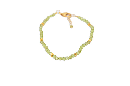 Beaded Semi Precious Bracelet - Peridot - 164