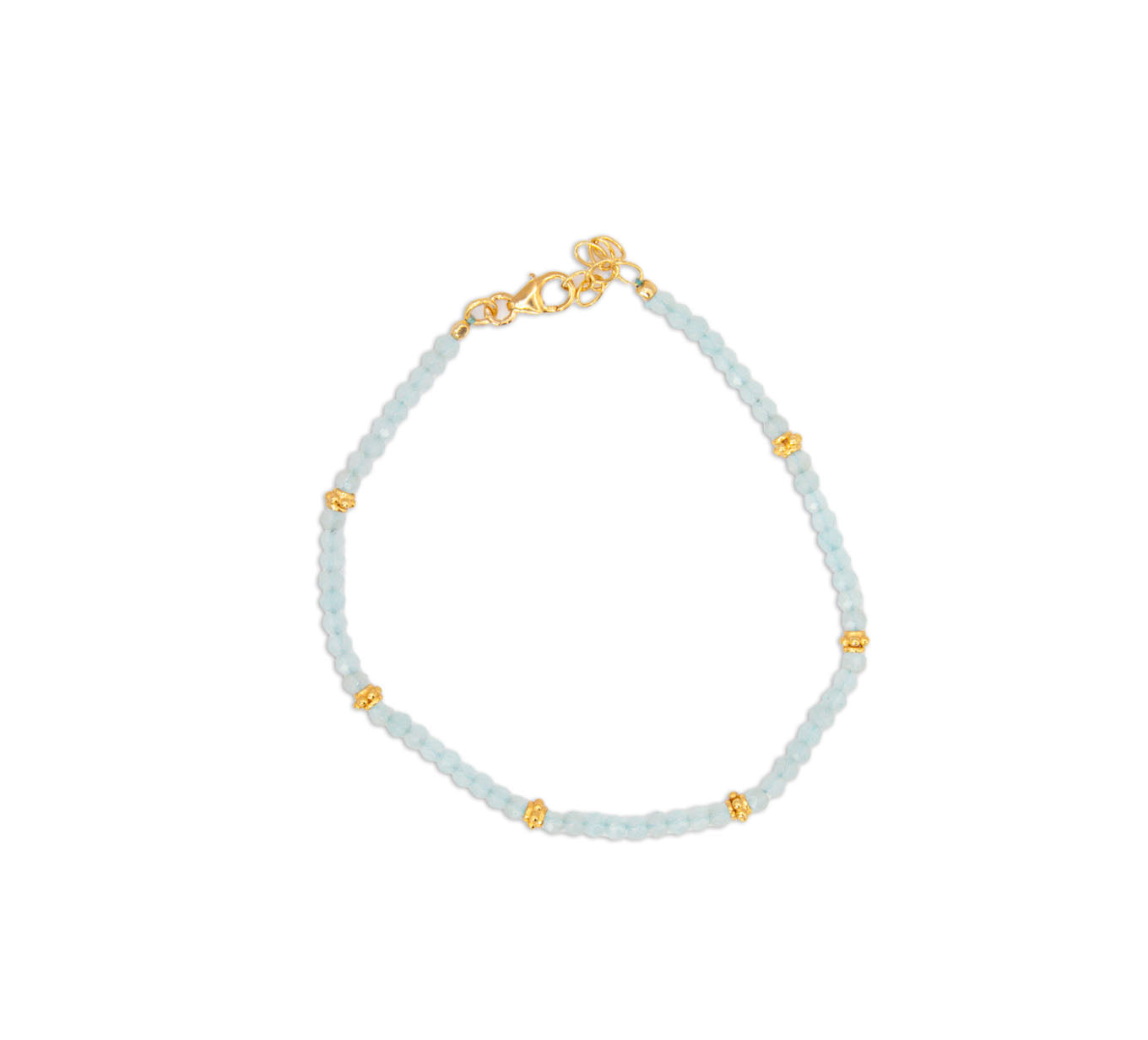 Beaded Semi Precious Bracelet - Aqua - 165