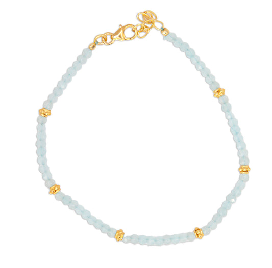 Beaded Semi Precious Bracelet - Aqua - 165