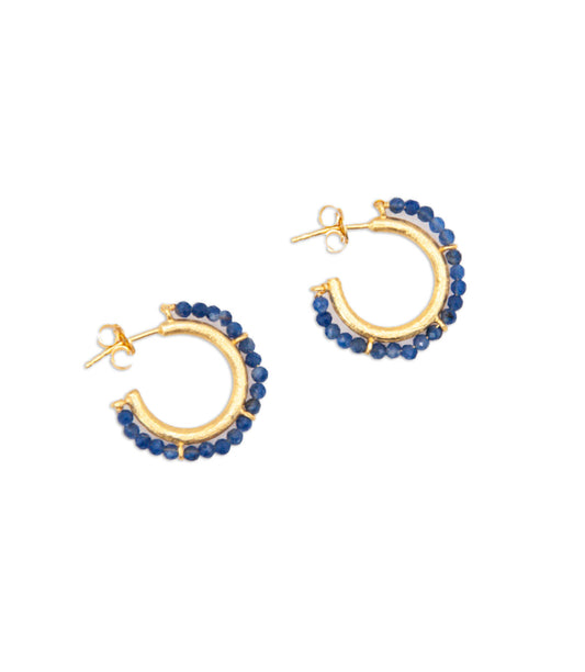 Beaded Stud Hoops - Sodalite - 158