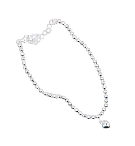 Sterling Silver Bracelet with Heart Charm - 172