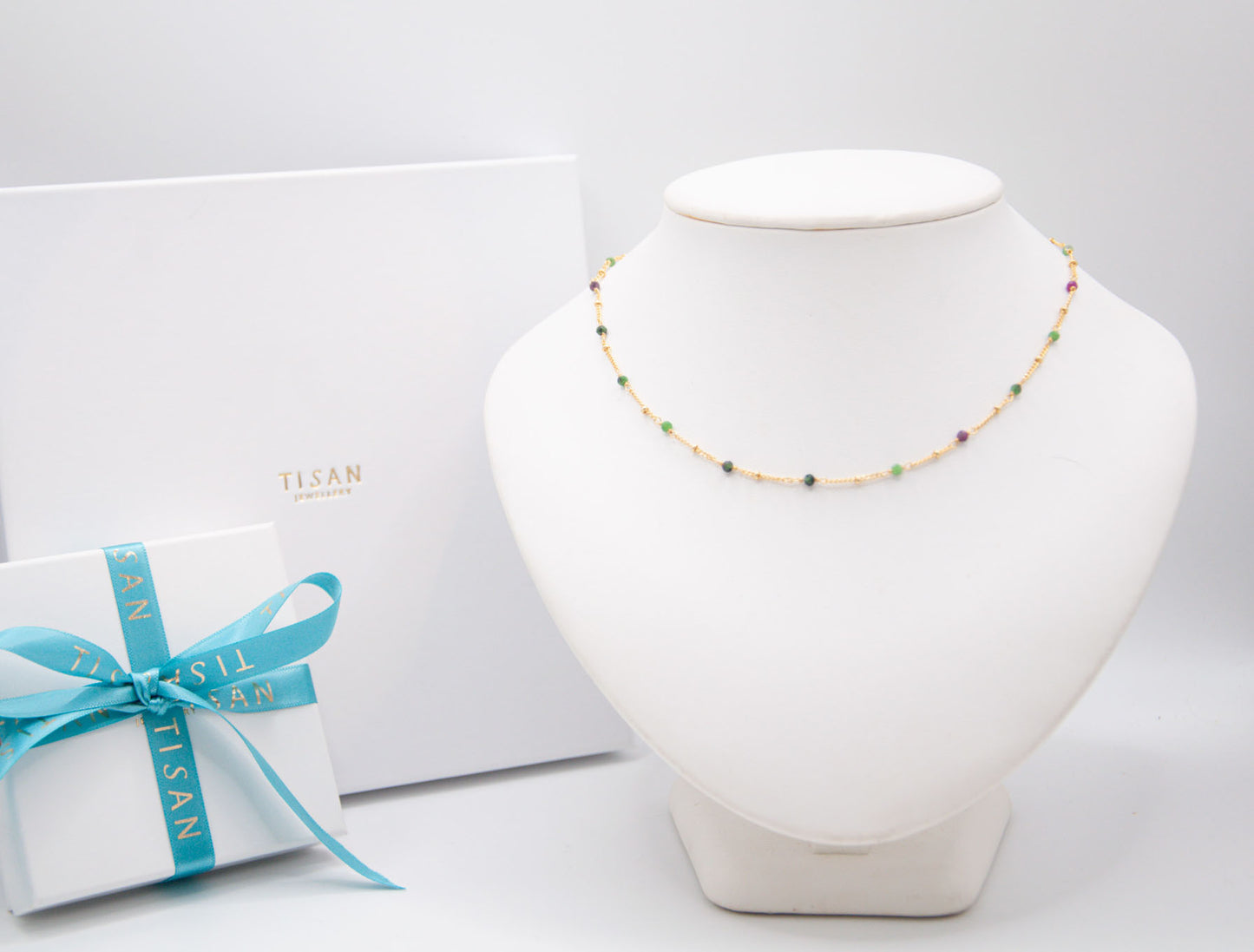 Gemstone Chain Necklace Tourmaline - 117