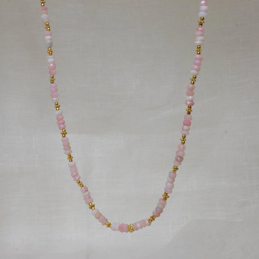 Beaded Opal Necklace - Pink - 166