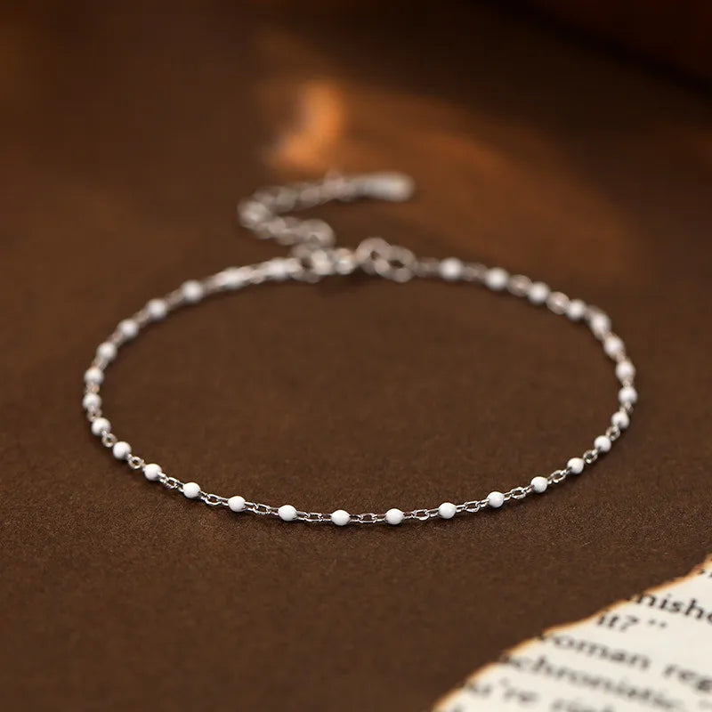 Sterling Silver Bracelet With Round Beads - Silver - 176/177/178