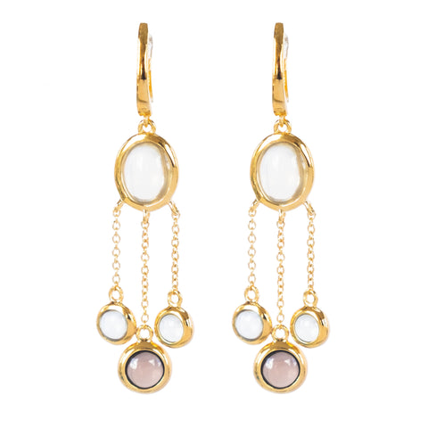Lemon Quartz and Smoky Quartz  Vermeil Chandelier Earrings