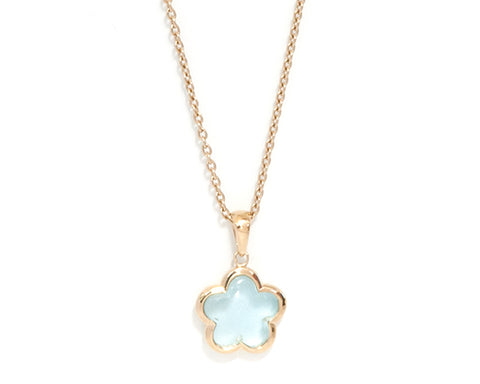 Blue Topaz Gold Vermeil Rounded Flower Necklace