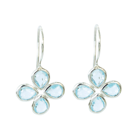 Sterling Silver Blue Topaz Flower Earrings