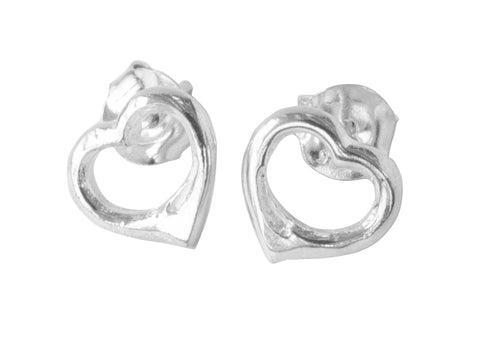 Sterling Silver Open Heart Stud Earrings