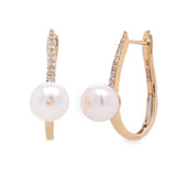 Pearl and White Sapphire 14ct Gold Vermeil Drop Earrings