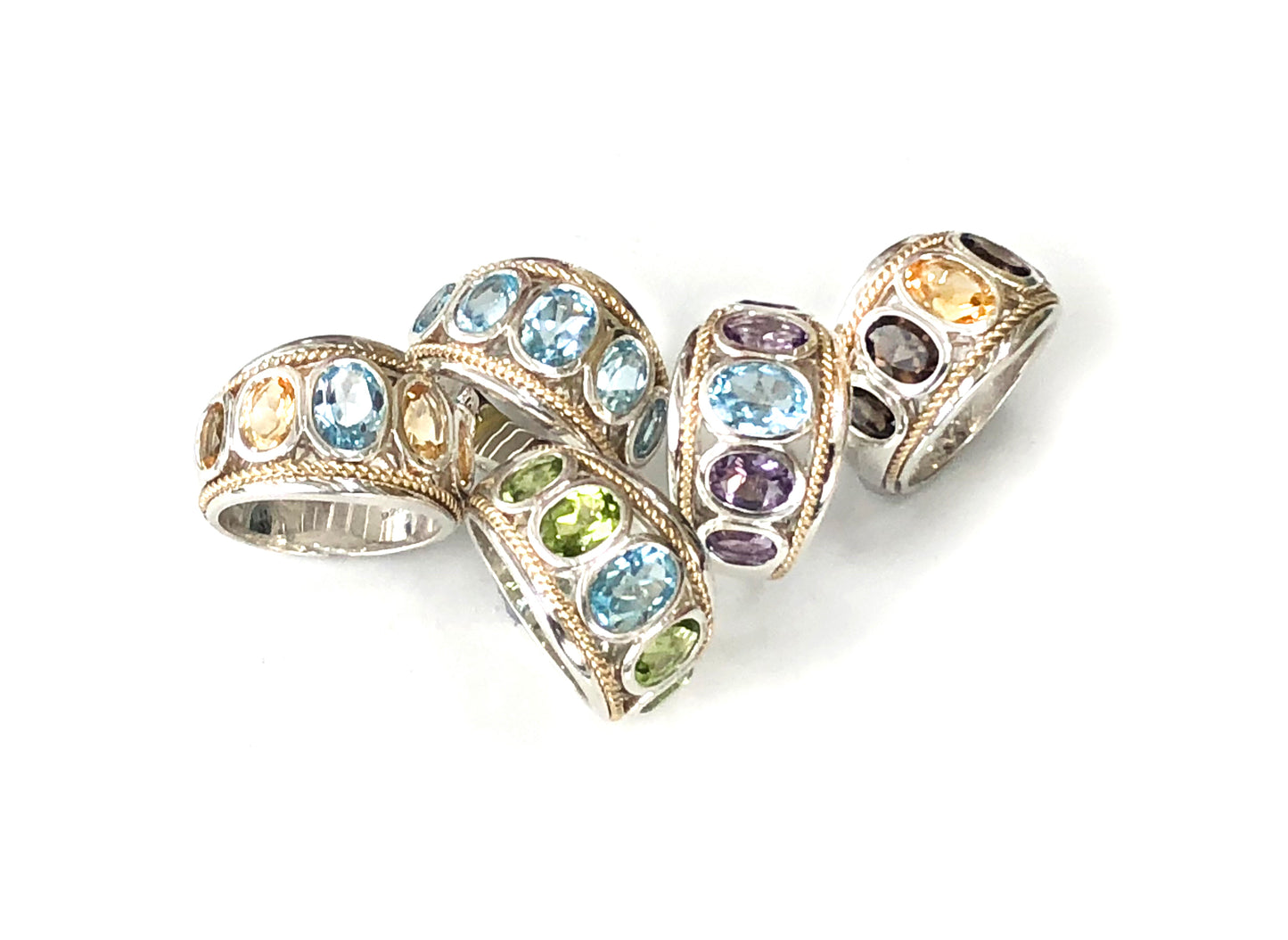 Sky Blue Topaz 14ct Gold Vermeil Five Stone Large Ring - 087