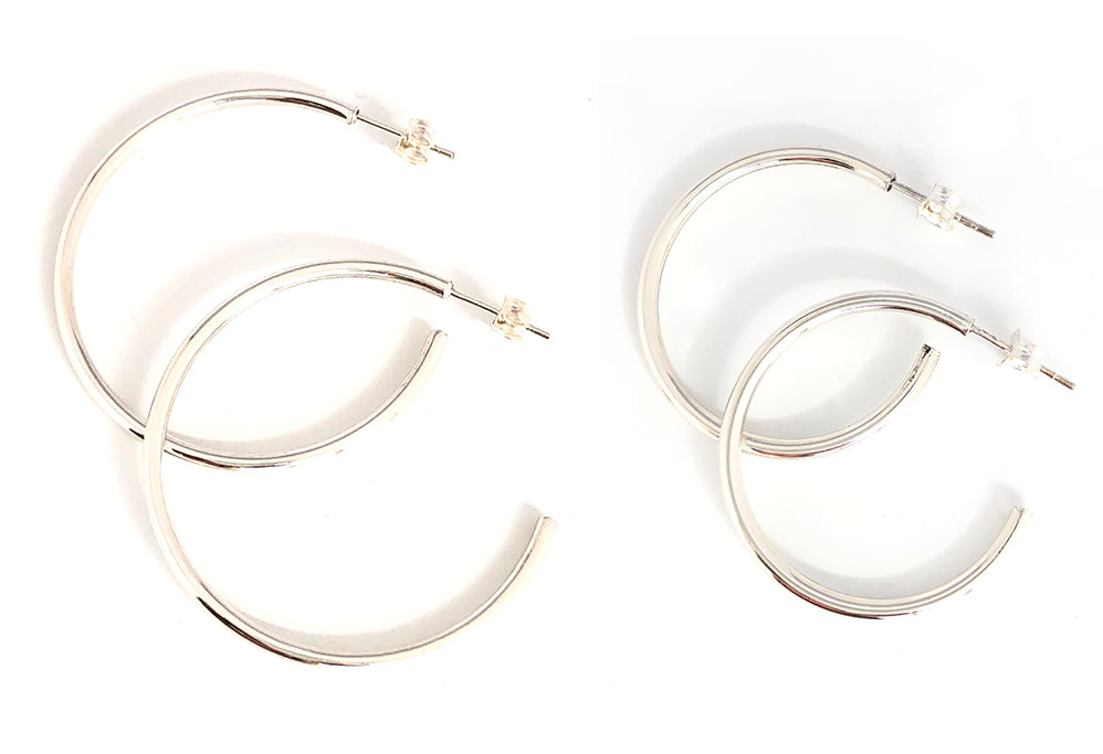 Sterling Silver Large Thin Hoop Earring - 009