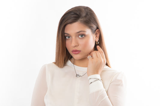 White Sapphire 14ct Gold Vermeil Criss Cross Ring - 060