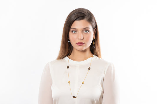 Smoky Quartz Two Drop Earrings - 001