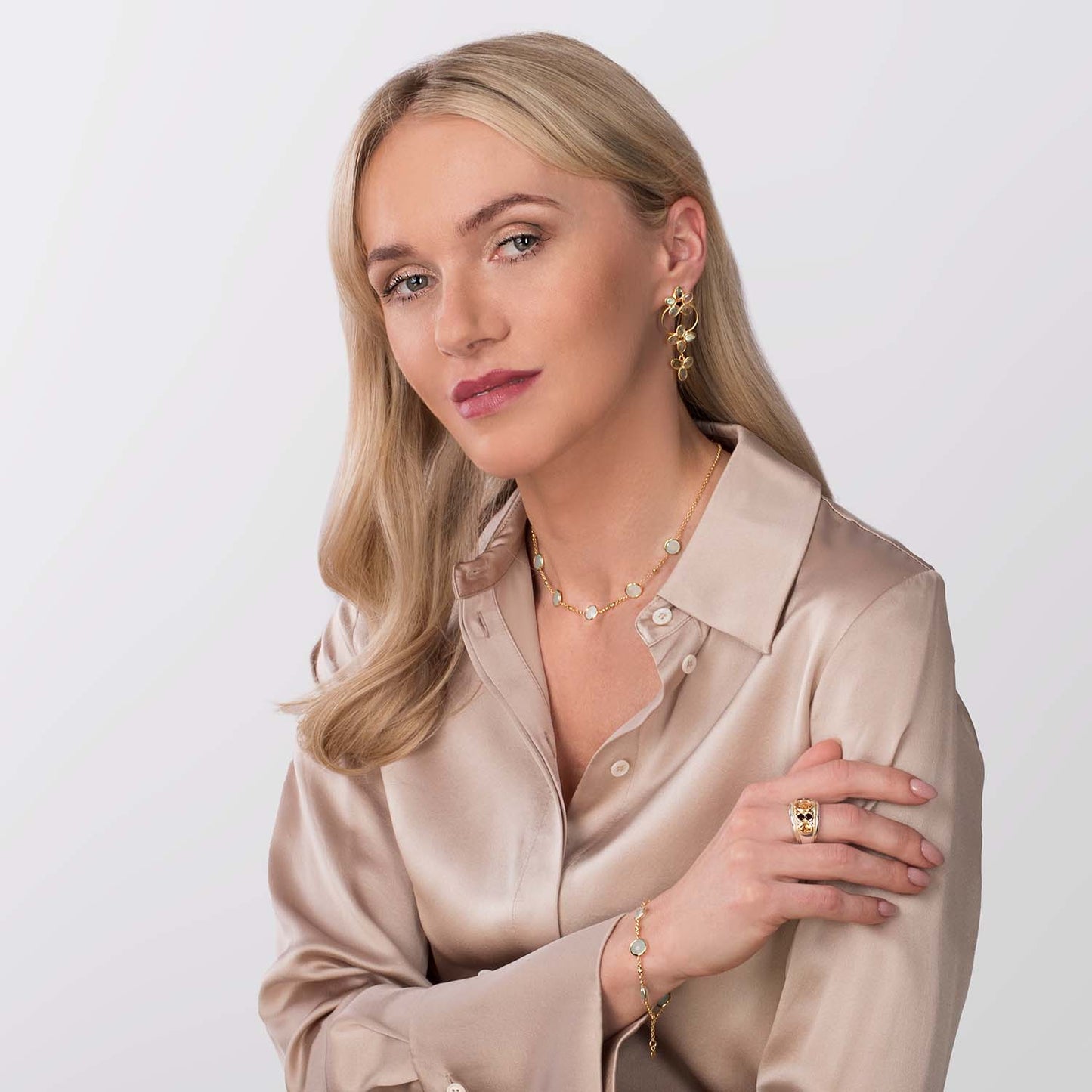 Citrine and Smoky Quartz Sterling Silver & 14ct Gold Vermeil Seven Stone Ring - 092