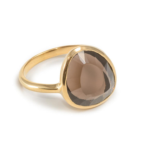 Smoky Quartz 14ct Gold Vermeil Ring