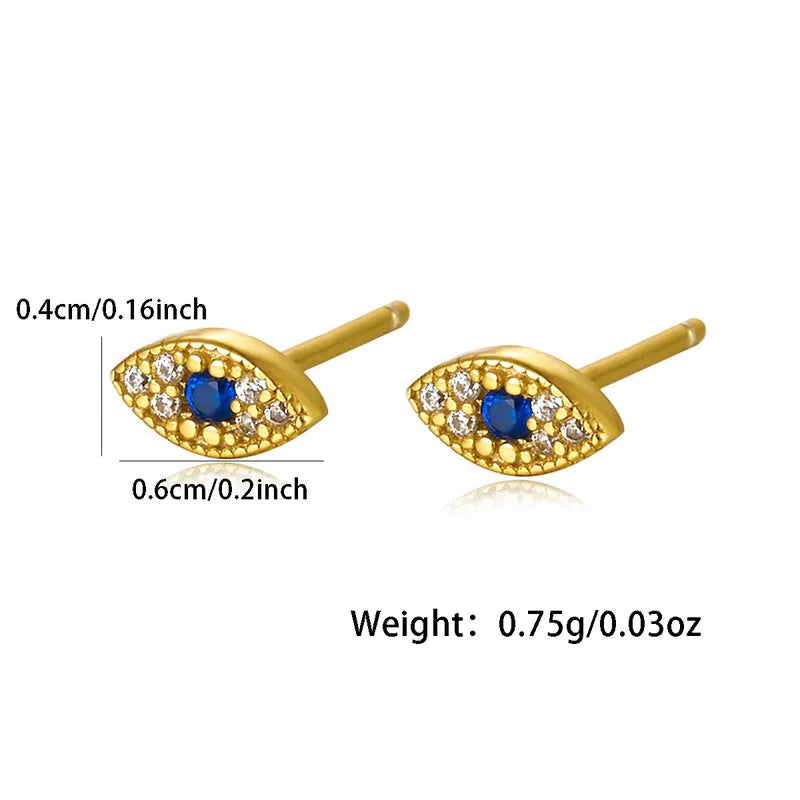 White Gold Plated Sterling Silver Devil's Eye Ear Studs - 170/171