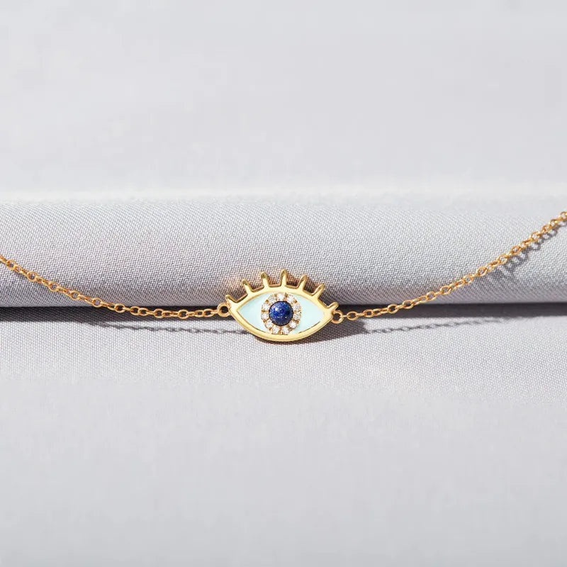 Sterling Silver Cable Chain Devil's Eye Bracelet - 201