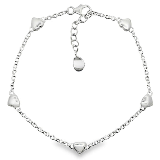 Sterling Silver Hearts Bracelet - 189