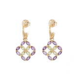 Amethyst and Peridot Marquise Cut Hoop Earrings