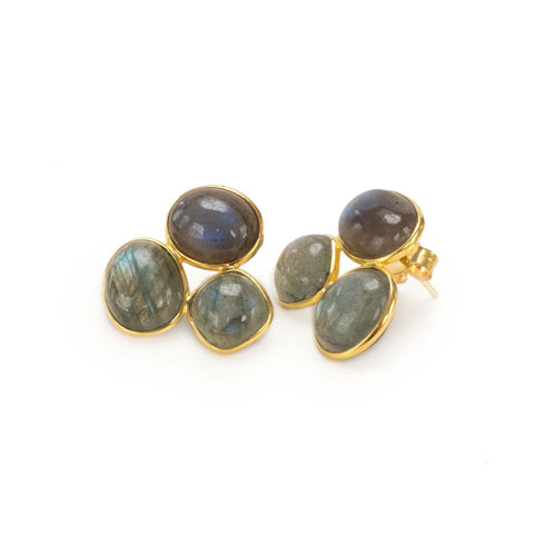 Labradolite Three Stone Earrings