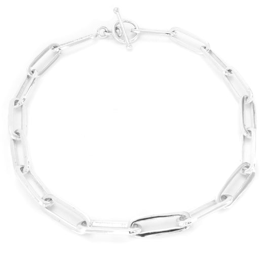 Sterling Silver Oblong Large Necklace - 114