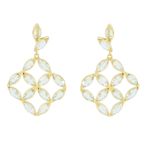 Green Amethyst Marquise Cut Petal Earrings