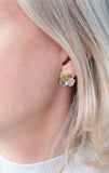 Blue Topaz, Peridot and Rose Quartz Three Stone Earrings