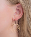 Smoky Quartz Three Hoop Gold Vermeil Earrings