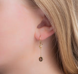 Smoky Quartz and Citrine Double Drop 14ct Gold Vermeil Hook Earrings