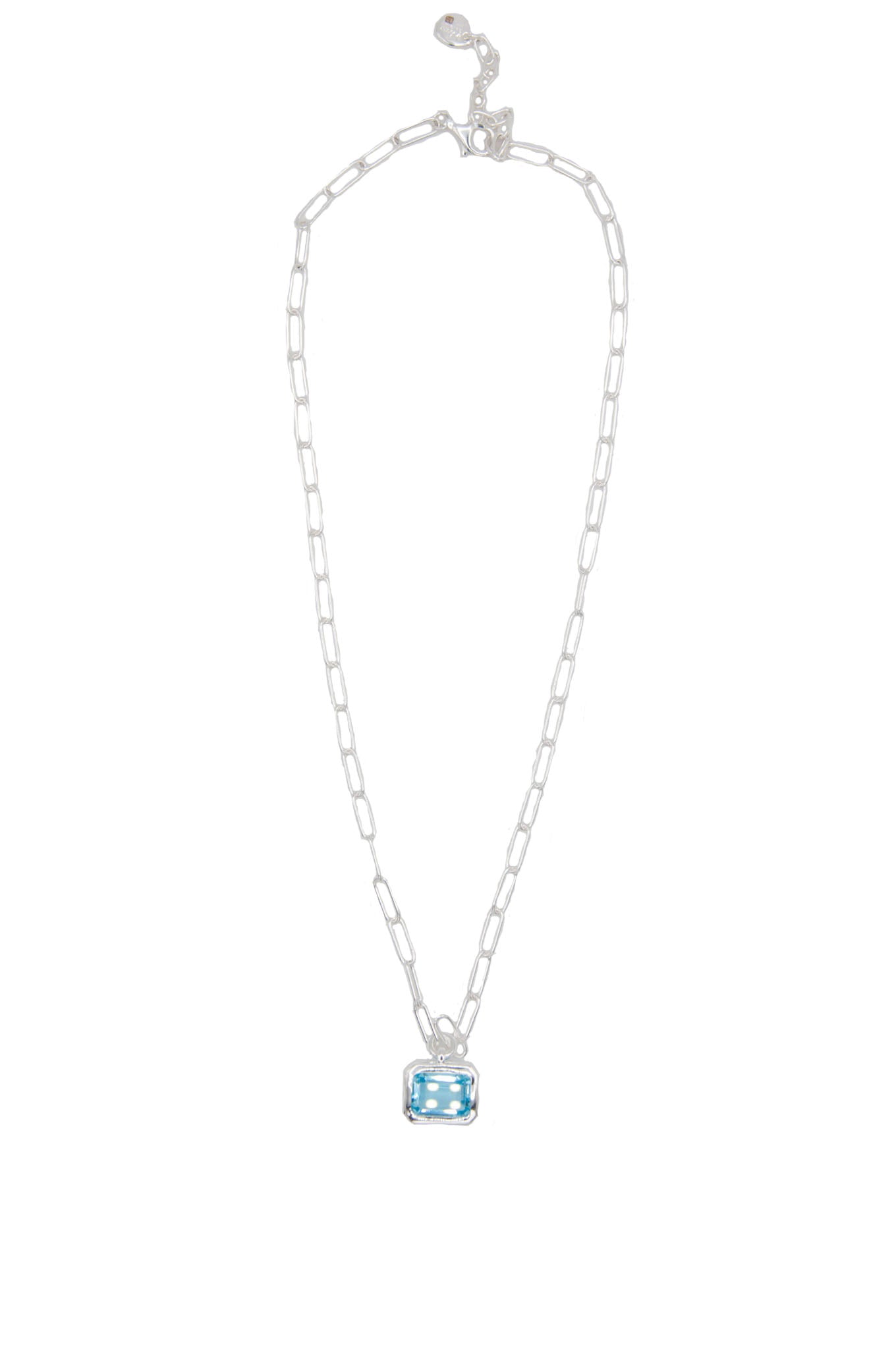 Oblong Blue Topaz & Waves Sterling Silver - 129