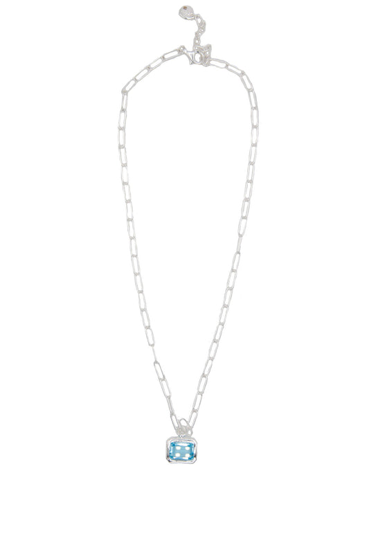 Oblong Blue Topaz & Waves Sterling Silver - 129