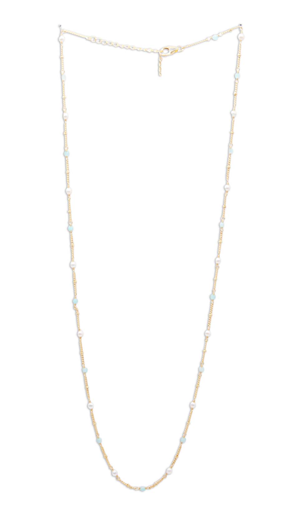 Gemstone Chain Necklace Amazonite & Pearl - 115