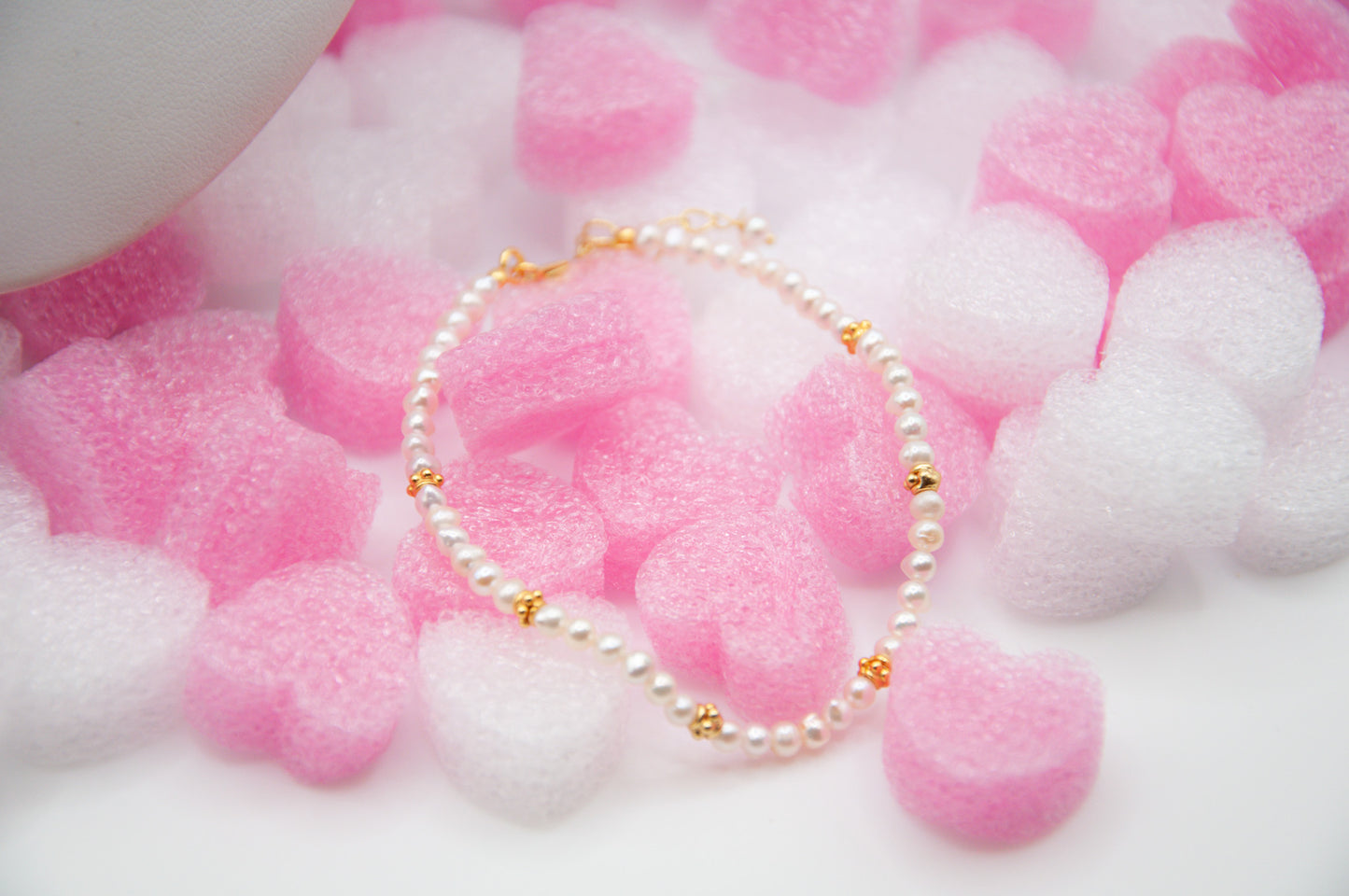 Beaded Semi Precious Bracelet - Pearl - 163
