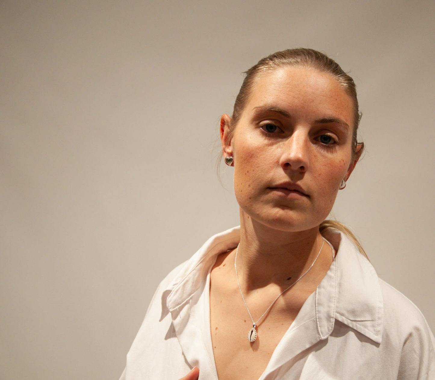 Sterling Silver Solid Heart Curved Earrings - 005