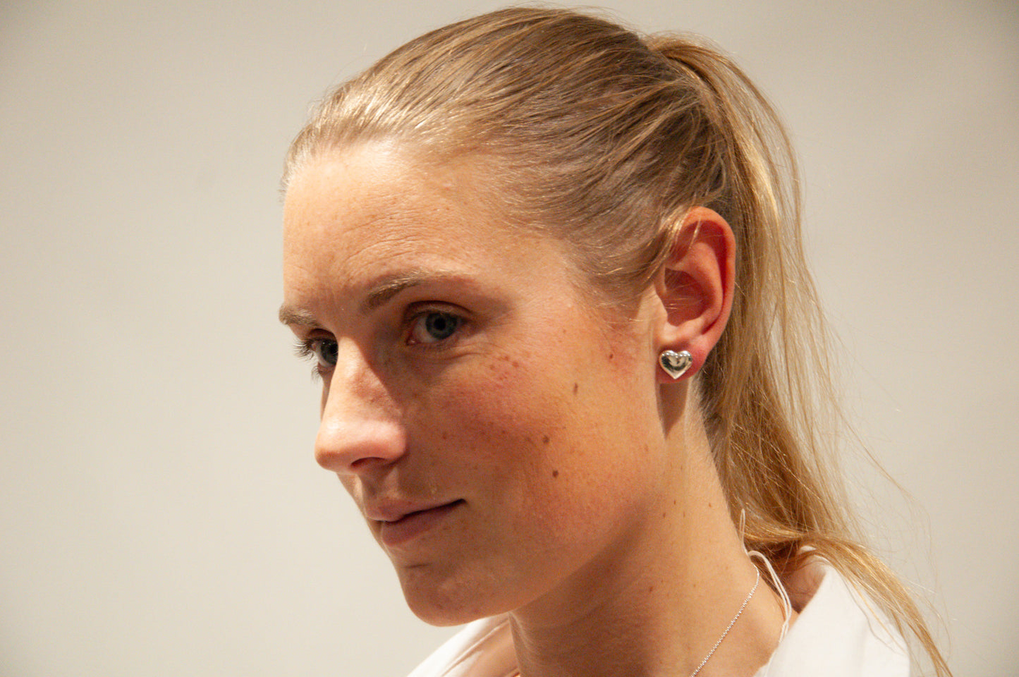 Sterling Silver Solid Heart Curved Earrings - 005