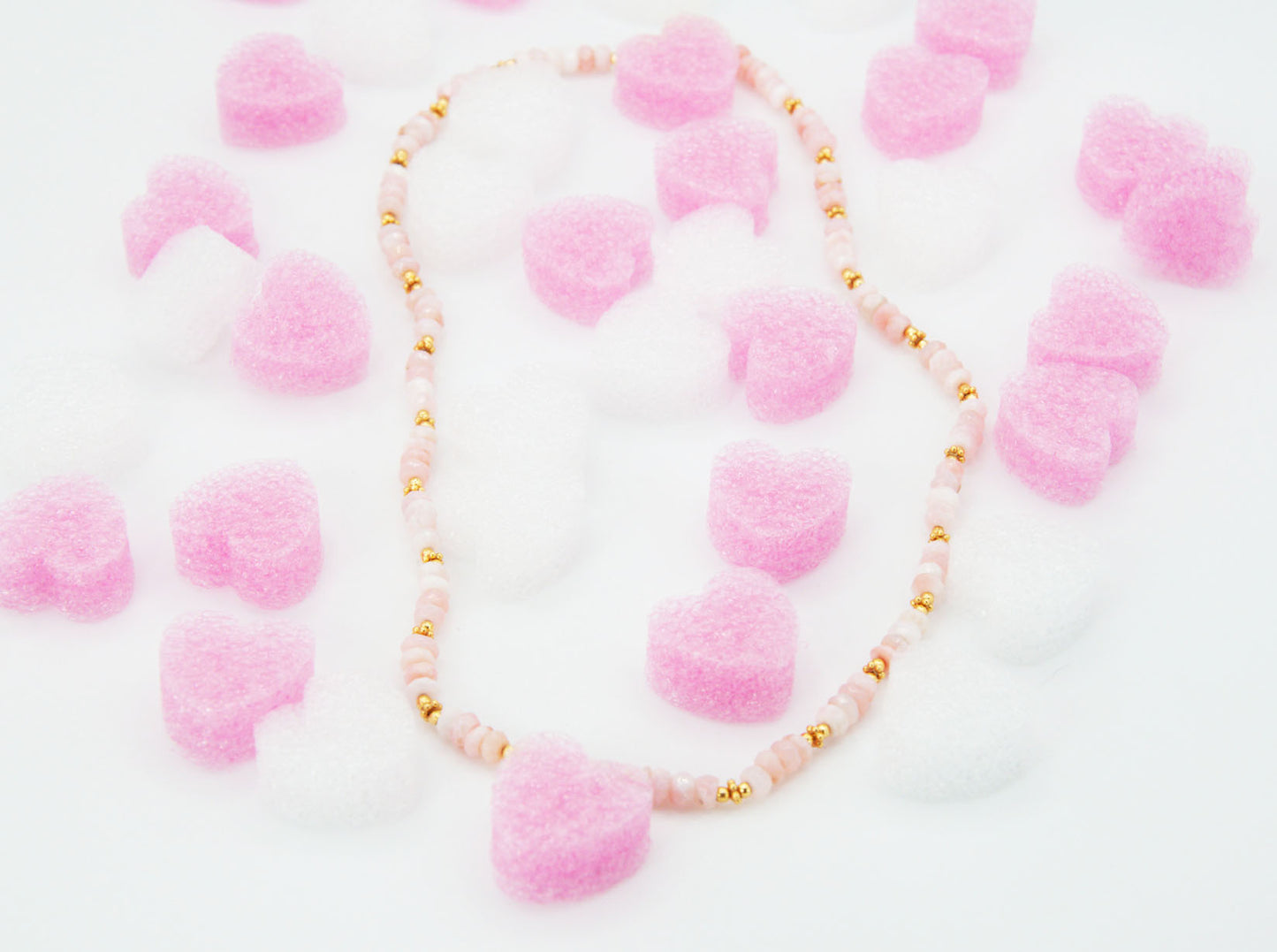 Beaded Opal Necklace - Pink - 166