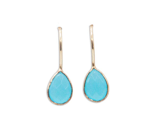 Teardrop Earrings - Blue Chalcedony - 155