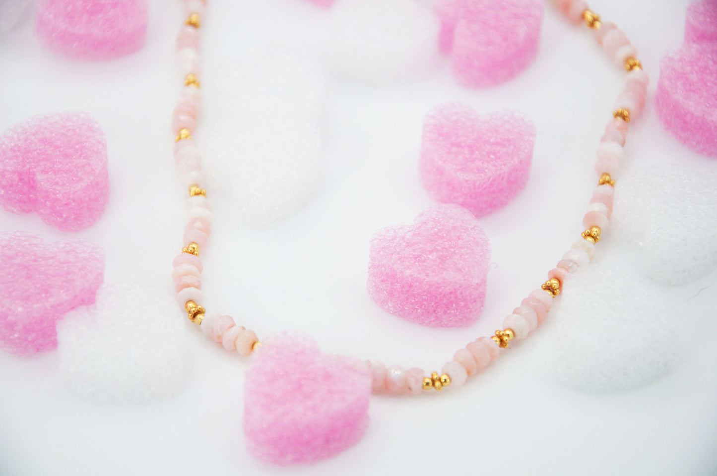 Beaded Opal Necklace - Pink - 166