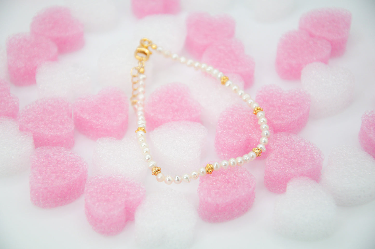 Beaded Semi Precious Bracelet - Pearl - 163