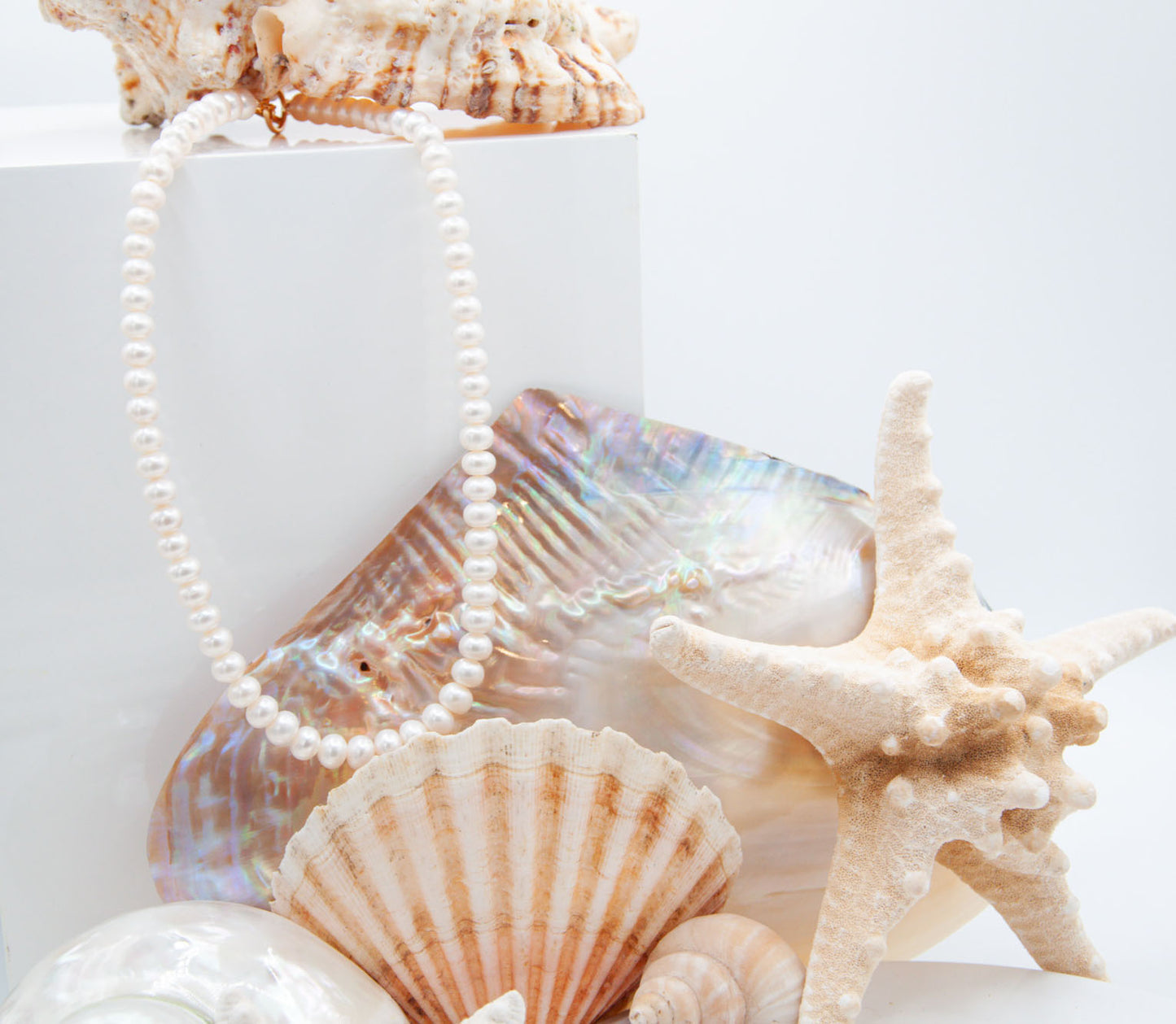 Button-Shaped Freshwater Pearl Necklace with Gold Plate Toggle Clasp - 125