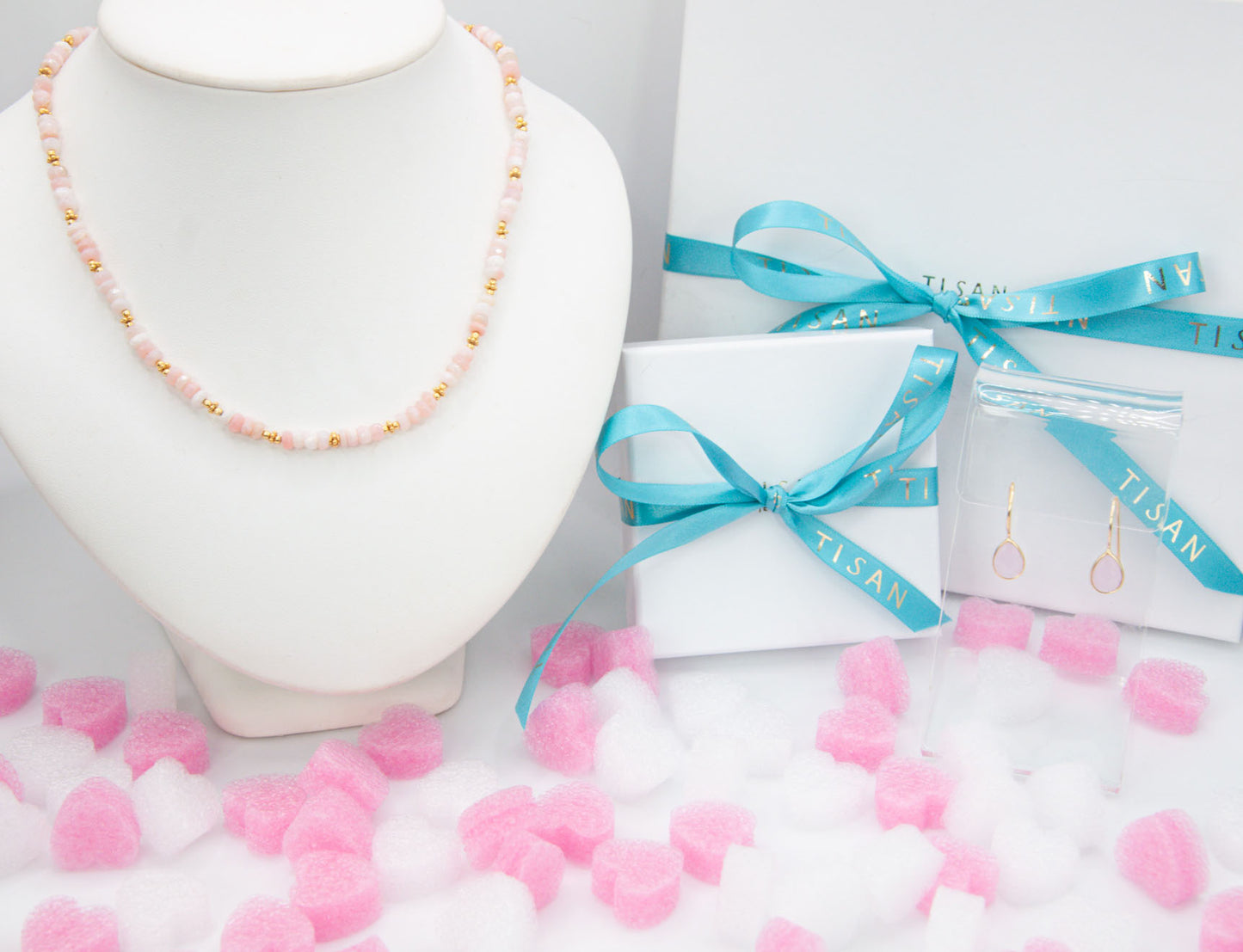 Beaded Opal Necklace - Pink - 166