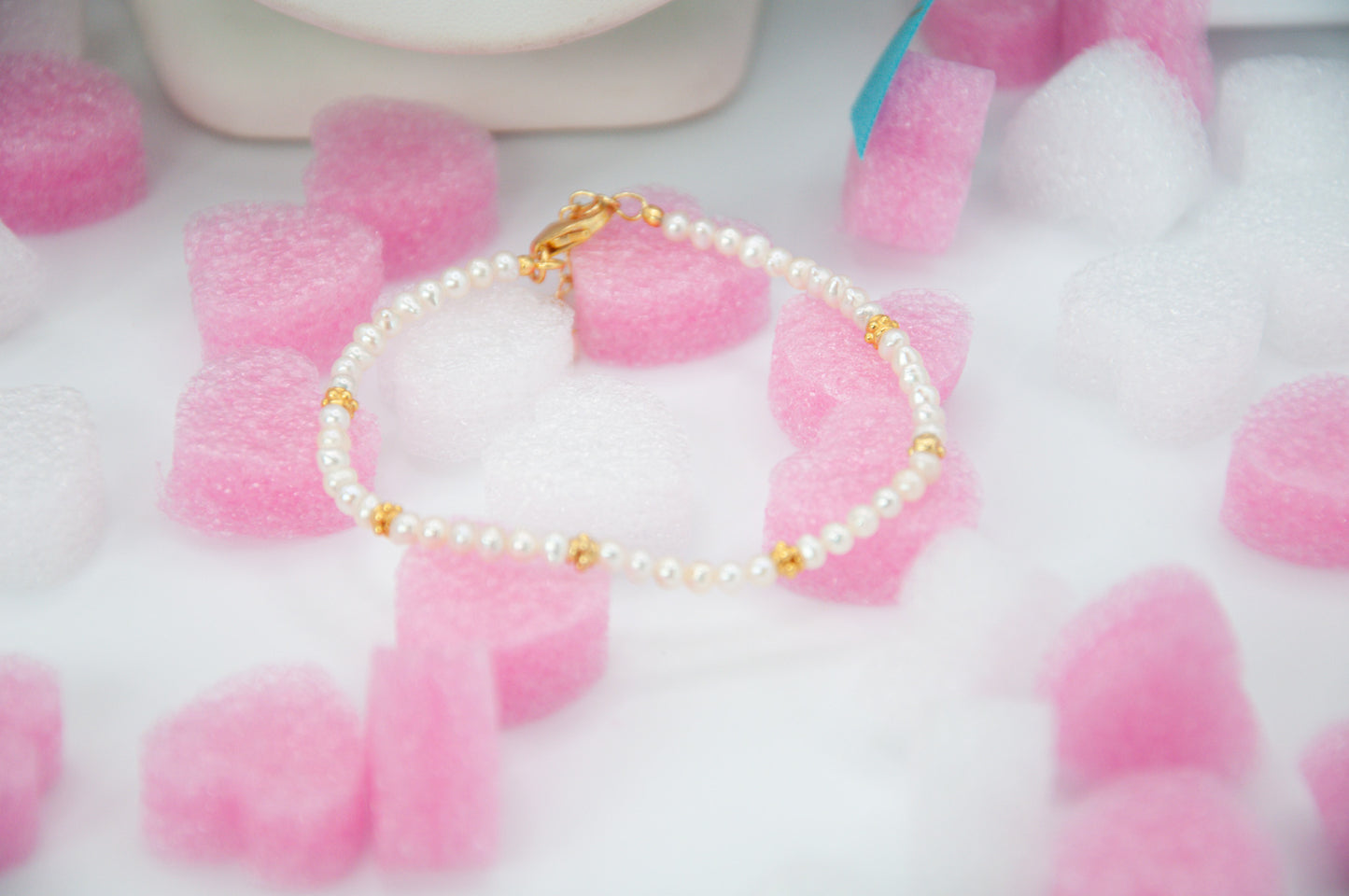 Beaded Semi Precious Bracelet - Pearl - 163