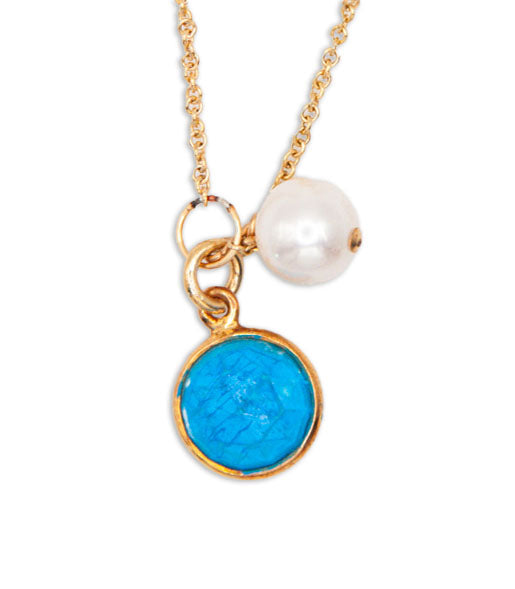 Almost Round Freshwater Pearls with Turquoise Necklace