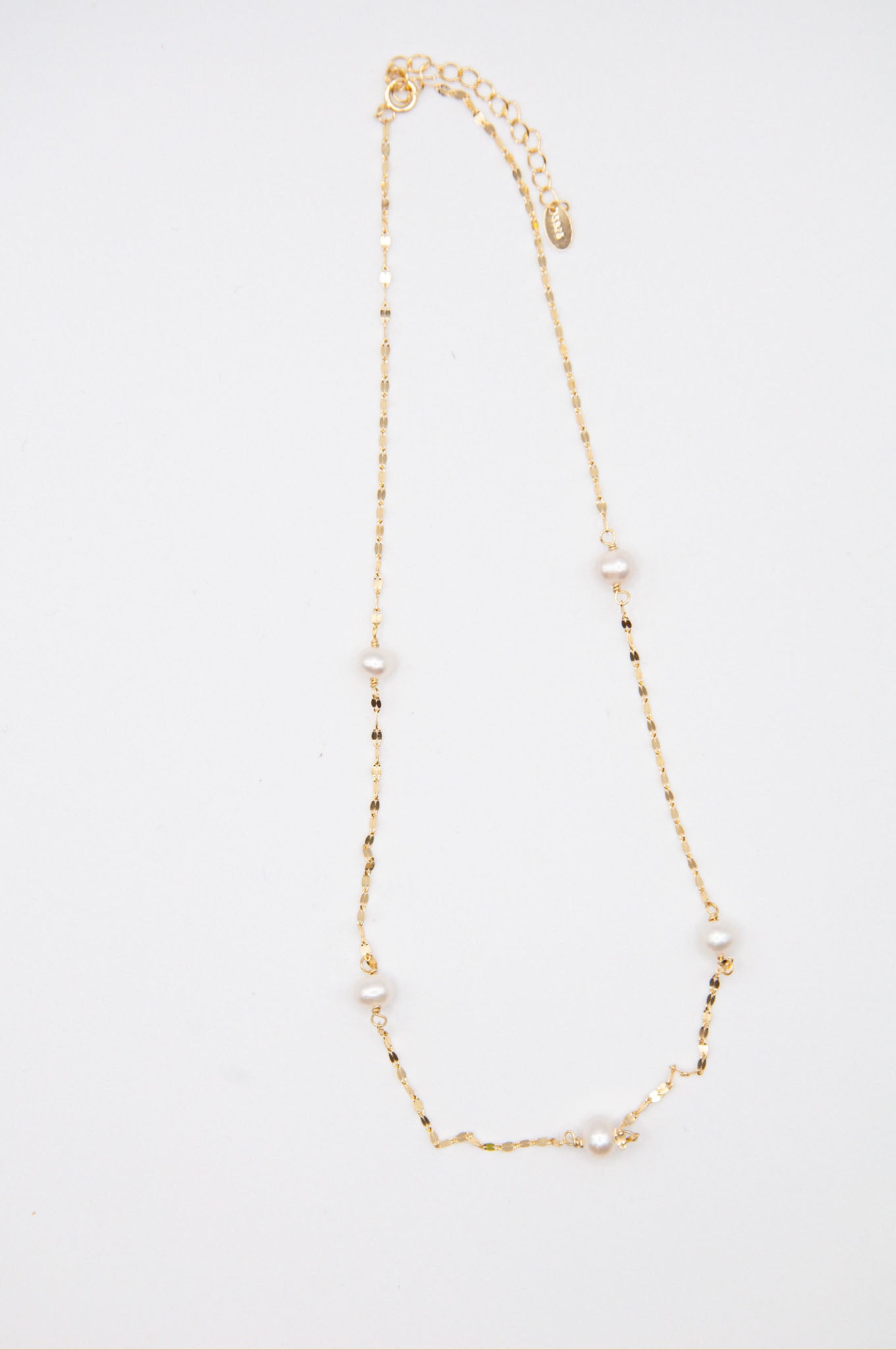 Sterling Silver Freshwater Pearl Chain, 14k Gold Plated Necklace - 195