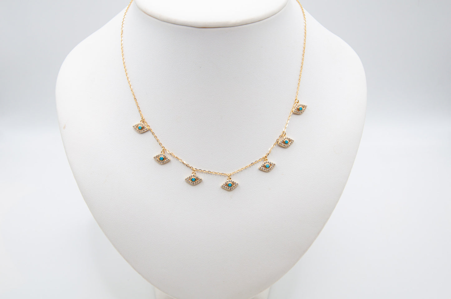 Sterling Silver Devil's Eye Necklace - 14K Gold Plated - 196